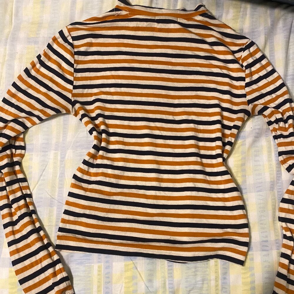 F21 Long sleeve high neck fitted stripe t-shirt in multi - Picture 4 of 7